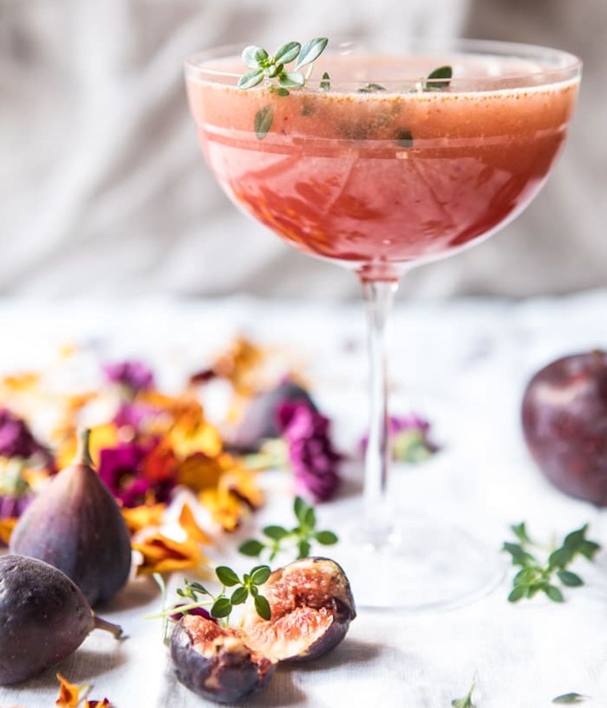 Fig Honey Thyme Rosé sparkling wine champagne cocktail recipe diy