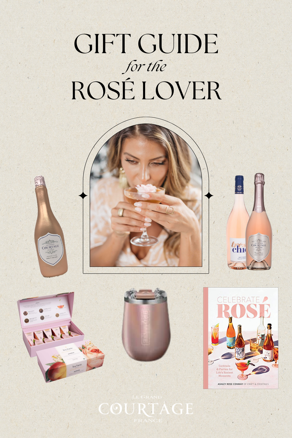 pink wine gift rose